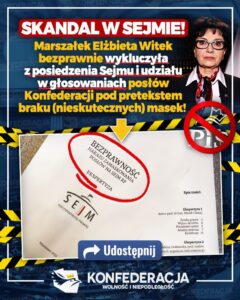 Read more about the article Wykluczenie z posiedzenia Sejmu za brak maseczki!