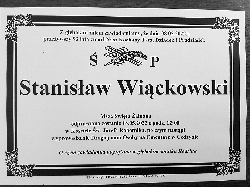 Prof. Stanisław Wiąckowski nie żyje